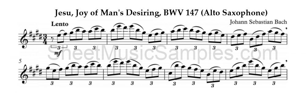 Jesu, Joy of Man's Desiring, BWV 147 (Alto Saxophone)