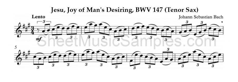 Jesu, Joy of Man's Desiring, BWV 147 (Tenor Sax)