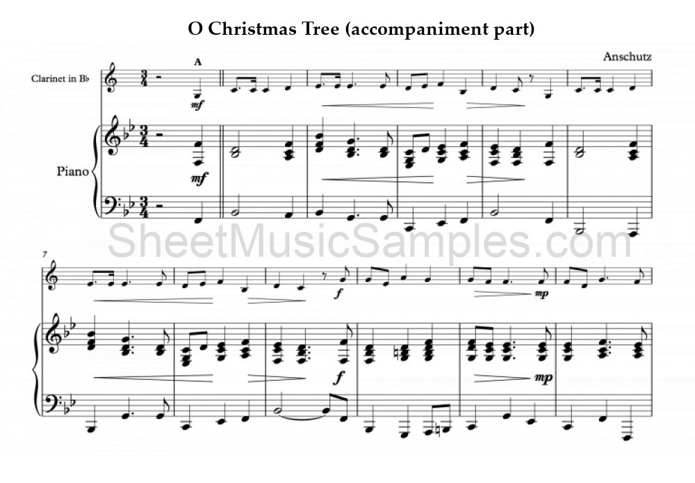 O Christmas Tree (accompaniment part)