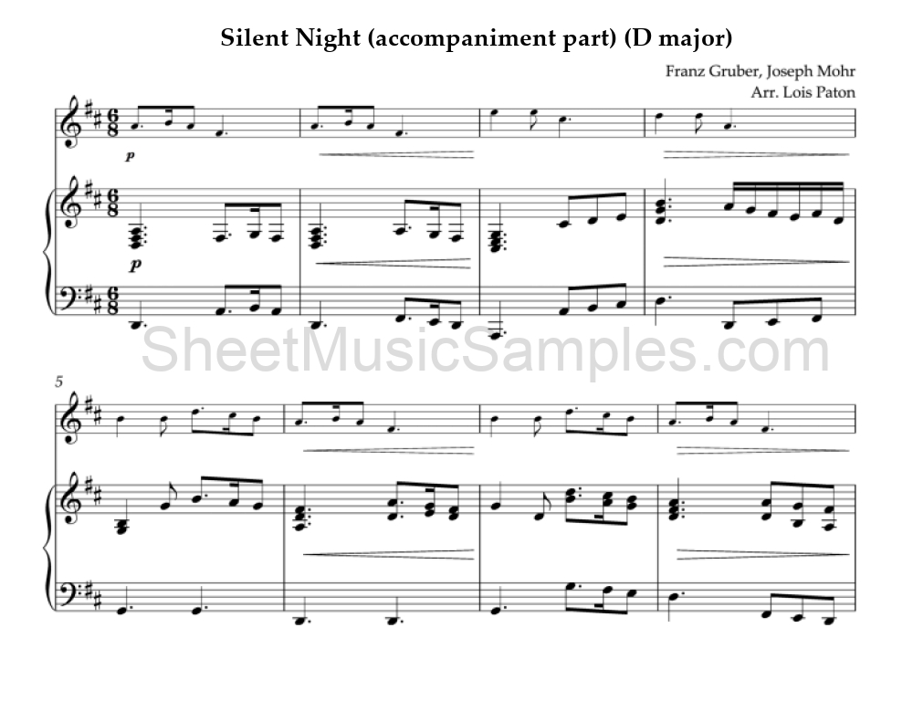 Silent Night (accompaniment part) (D major)