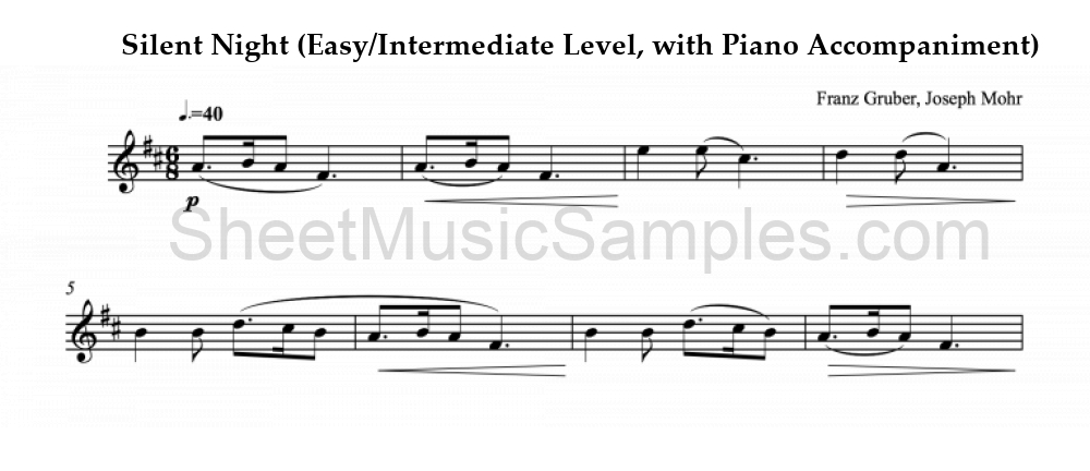 Silent Night (Easy/Intermediate Level, with Piano Accompaniment)