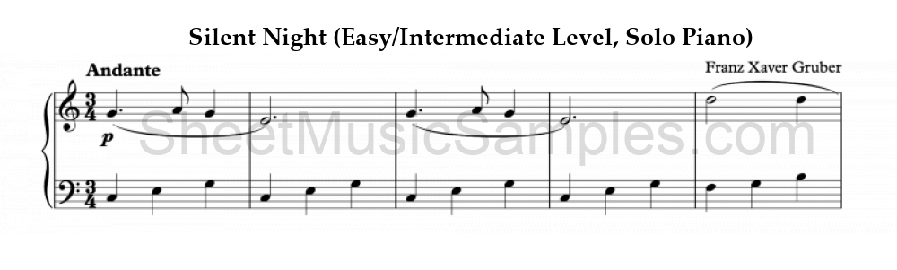 Silent Night (Easy/Intermediate Level, Solo Piano)