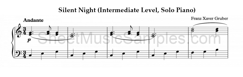 Silent Night (Intermediate Level, Solo Piano)