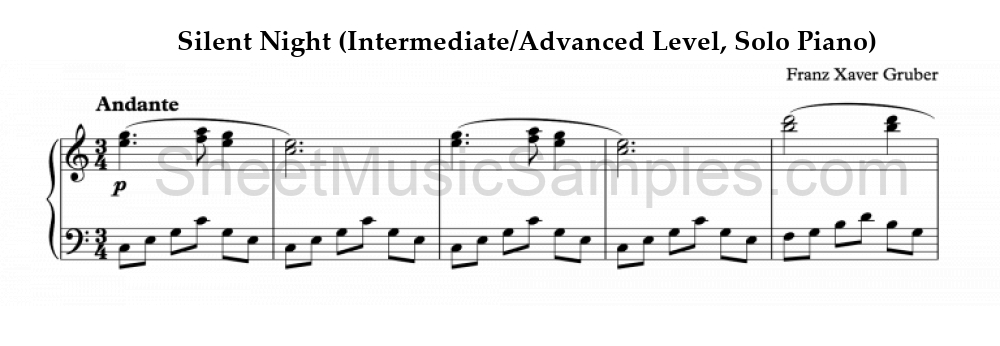 Silent Night (Intermediate/Advanced Level, Solo Piano)