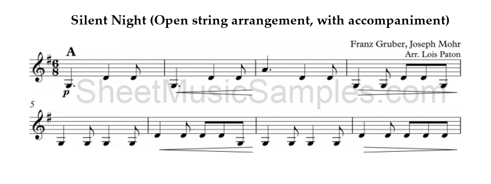 Silent Night (Open string arrangement, with accompaniment)