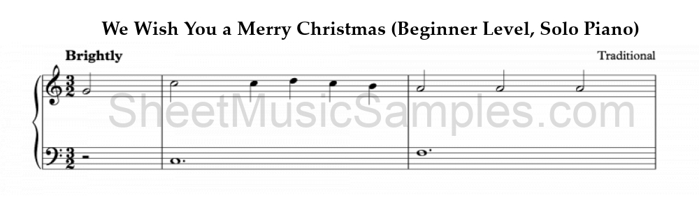 We Wish You a Merry Christmas (Beginner Level, Solo Piano)