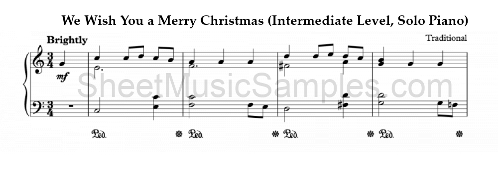 We Wish You a Merry Christmas (Intermediate Level, Solo Piano)