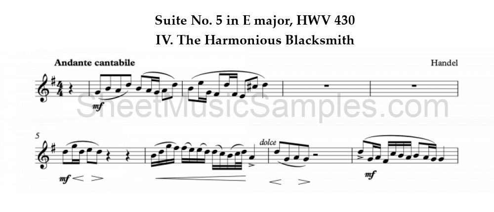 Suite No. 5 in E major, HWV 430 - IV. The Harmonious Blacksmith