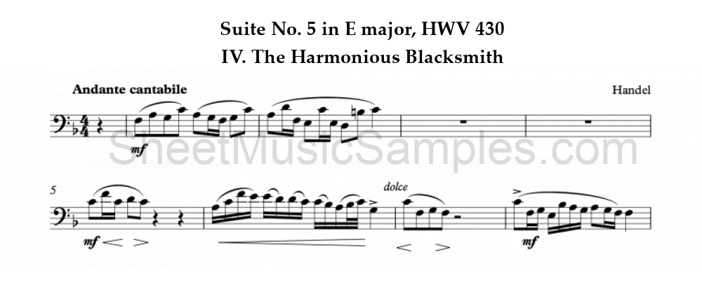 Suite No. 5 in E major, HWV 430 - IV. The Harmonious Blacksmith