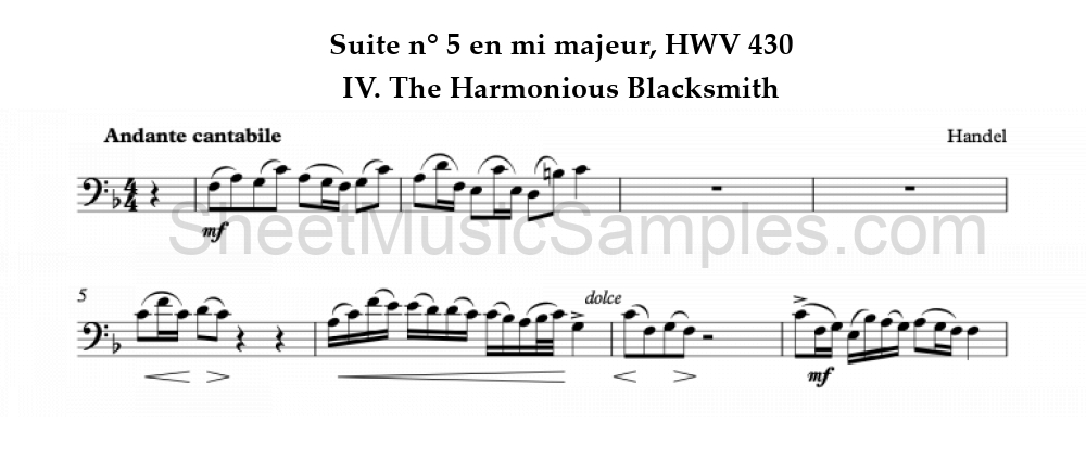 Suite n° 5 en mi majeur, HWV 430 - IV. The Harmonious Blacksmith