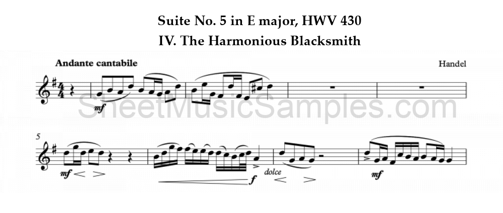 Suite No. 5 in E major, HWV 430 - IV. The Harmonious Blacksmith