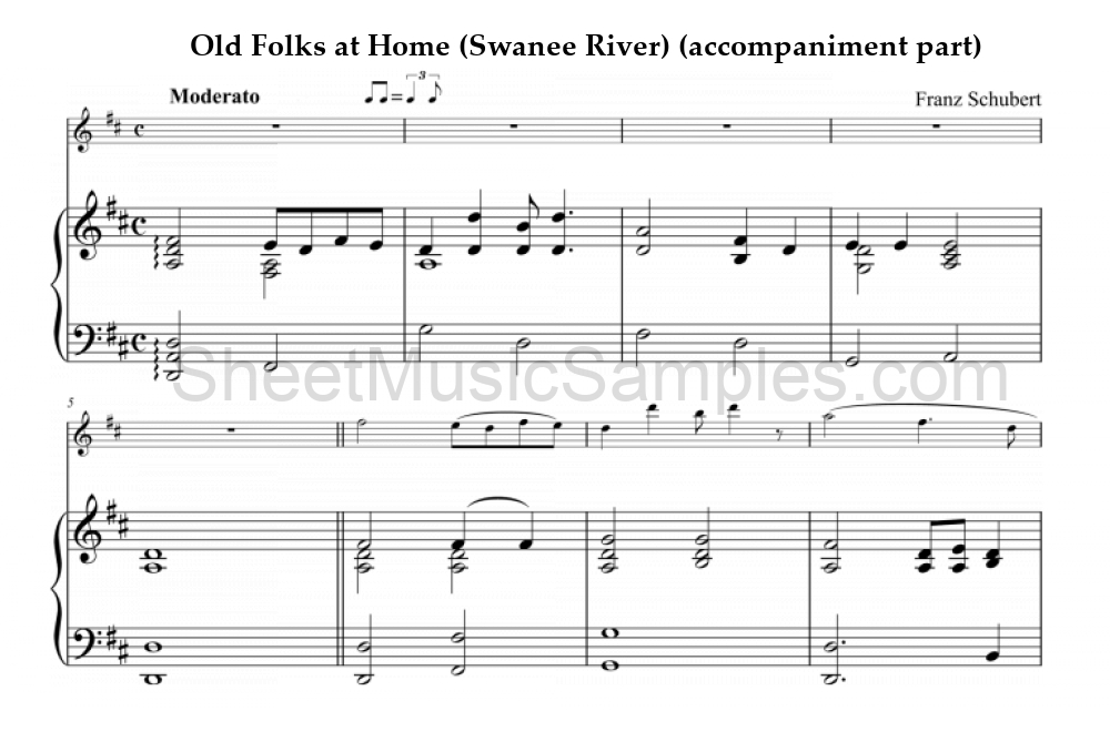 Old Folks at Home (Swanee River) (accompaniment part)