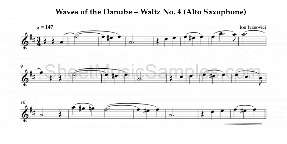 Waves of the Danube – Waltz No. 4 (Alto Saxophone)