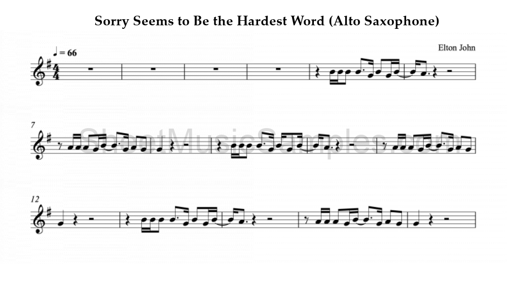 Sorry Seems to Be the Hardest Word (Alto Saxophone)