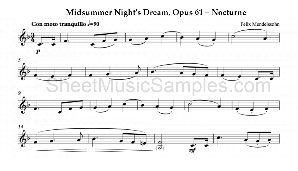 Midsummer Night's Dream, Opus 61 – Nocturne