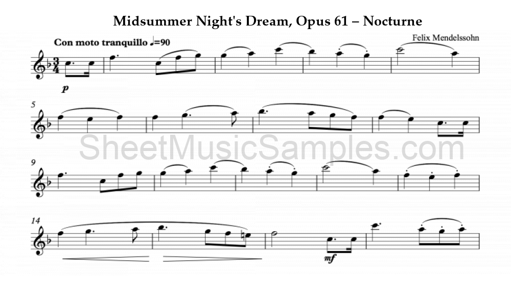 Midsummer Night's Dream, Opus 61 – Nocturne