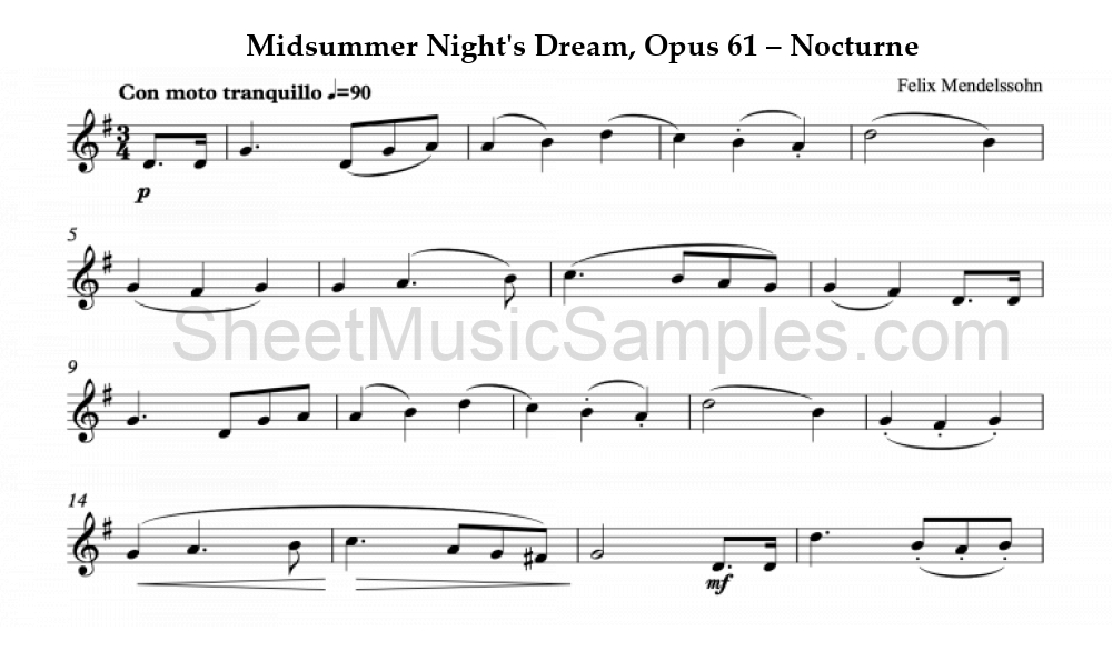 Midsummer Night's Dream, Opus 61 – Nocturne