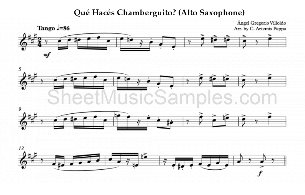 Qué Hacés Chamberguito? (Alto Saxophone)