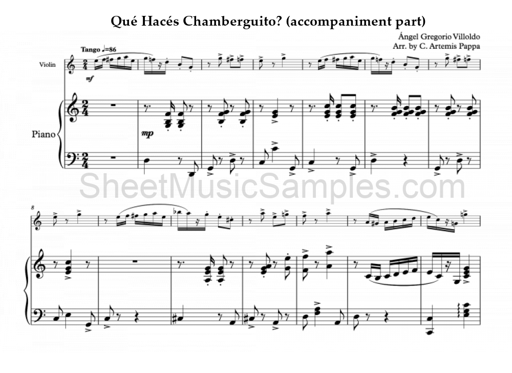 Qué Hacés Chamberguito? (accompaniment part)