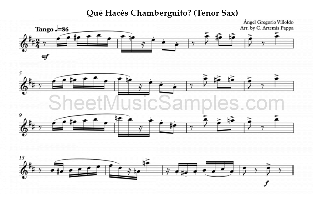 Qué Hacés Chamberguito? (Tenor Sax)