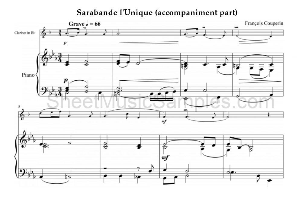 Sarabande l'Unique (accompaniment part)