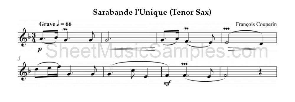 Sarabande l'Unique (Tenor Sax)