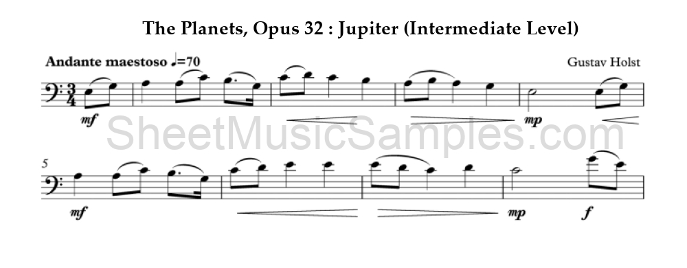 The Planets, Opus 32 : Jupiter (Intermediate Level)