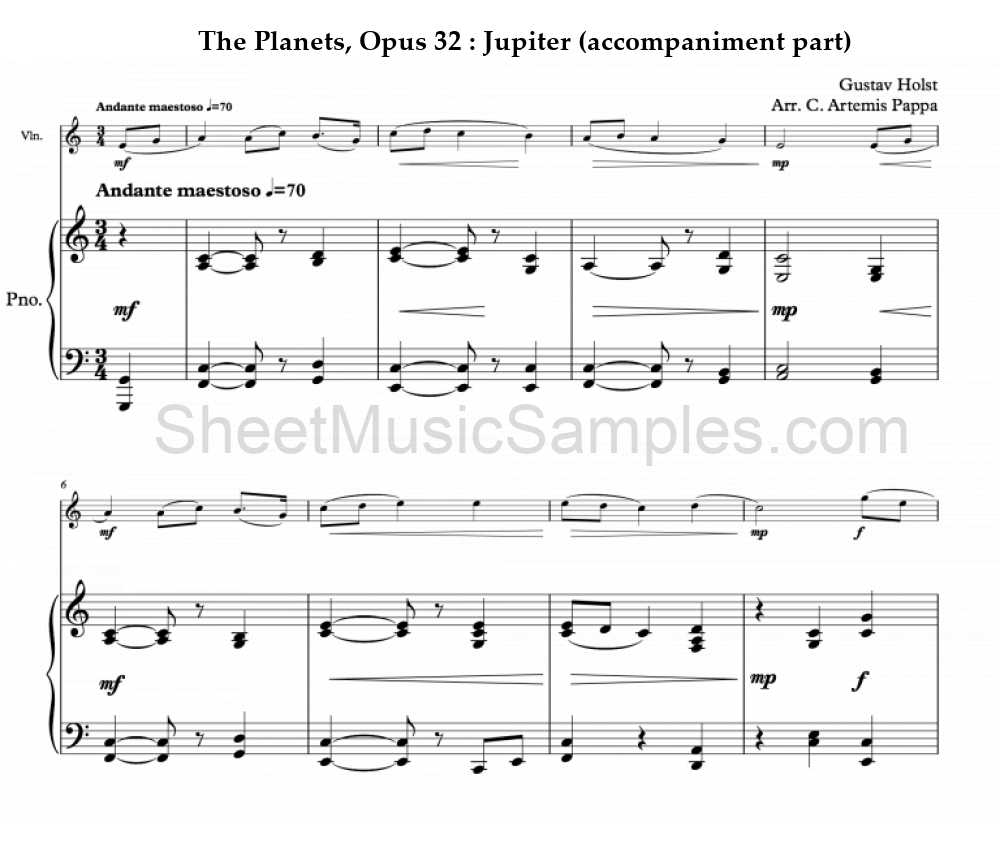 The Planets, Opus 32 : Jupiter (accompaniment part)