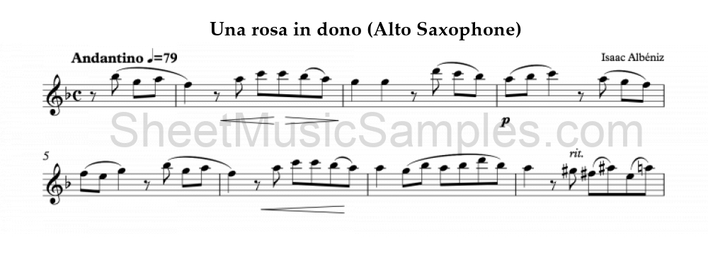 Una rosa in dono (Alto Saxophone)