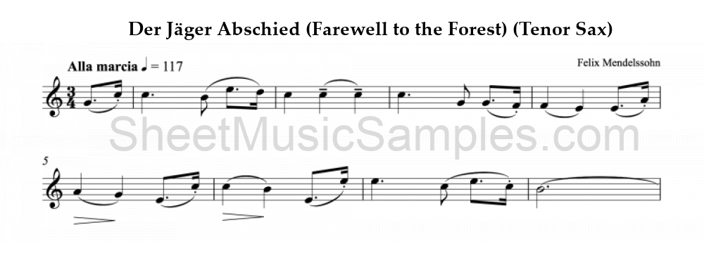 Der Jäger Abschied (Farewell to the Forest) (Tenor Sax)