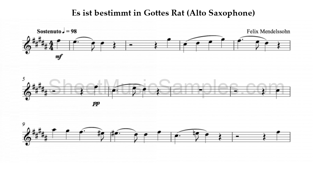 Es ist bestimmt in Gottes Rat (Alto Saxophone)