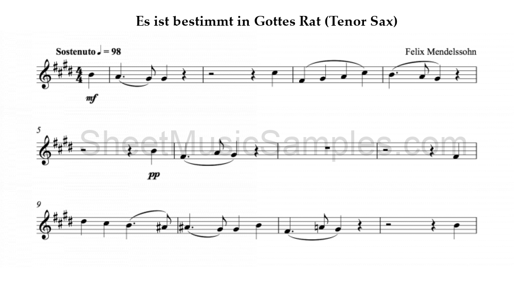 Es ist bestimmt in Gottes Rat (Tenor Sax)