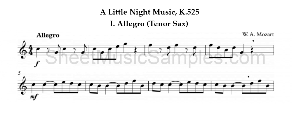 A Little Night Music, K.525 - I. Allegro (Tenor Sax)