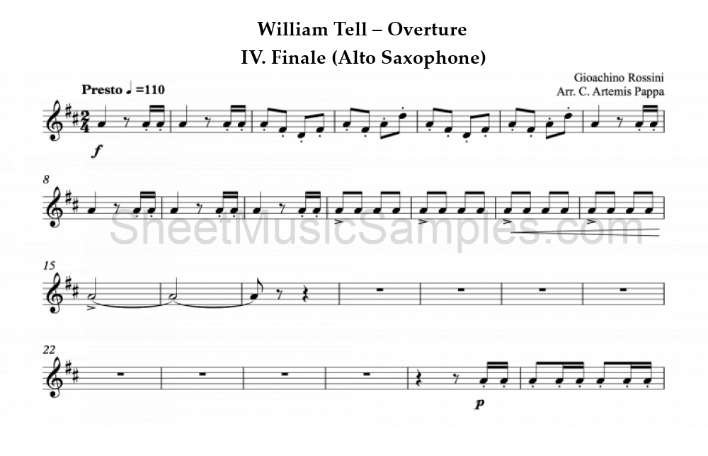 William Tell – Overture - IV. Finale (Alto Saxophone)