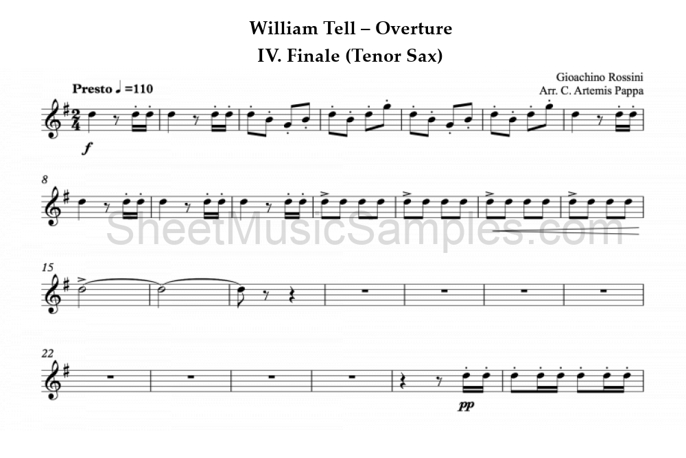 William Tell – Overture - IV. Finale (Tenor Sax)