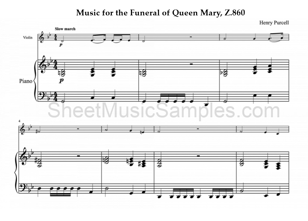 Music for the Funeral of Queen Mary, Z.860