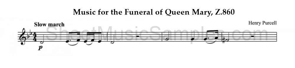 Music for the Funeral of Queen Mary, Z.860