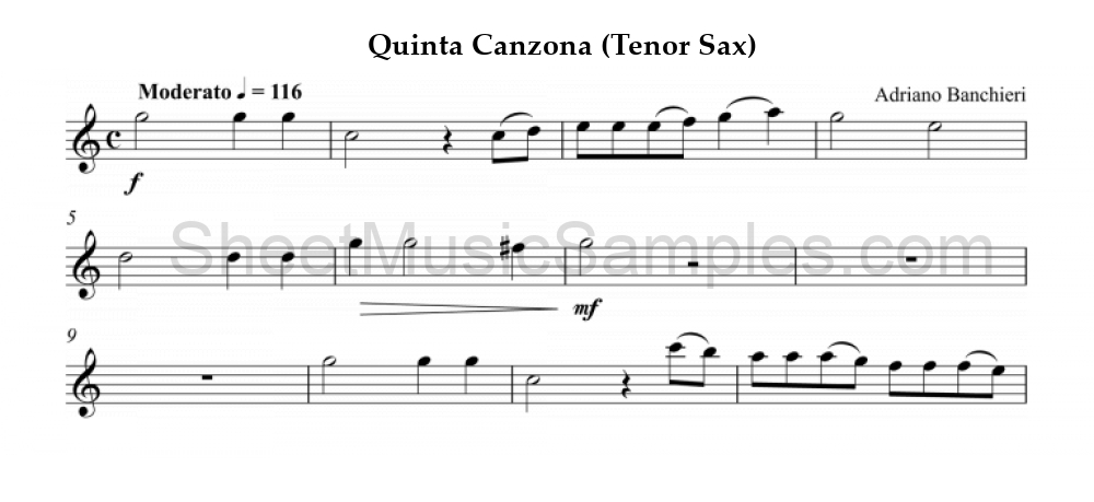 Quinta Canzona (Tenor Sax)