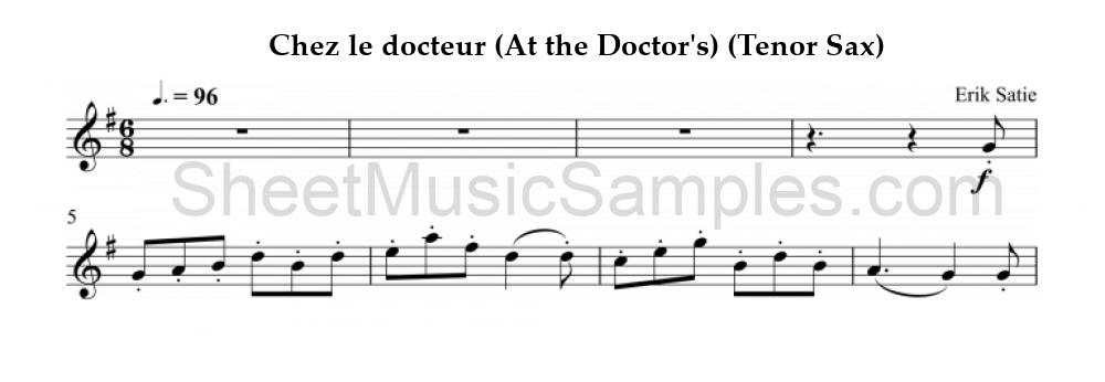 Chez le docteur (At the Doctor's) (Tenor Sax)