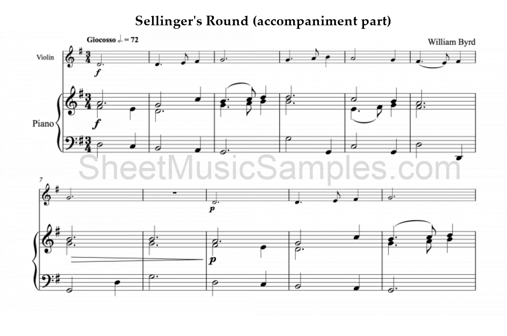 Sellinger's Round (accompaniment part)