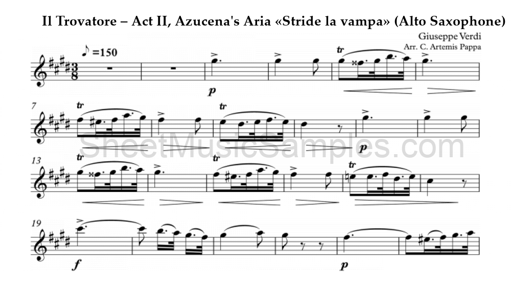 Il Trovatore – Act II, Azucena's Aria «Stride la vampa» (Alto Saxophone)