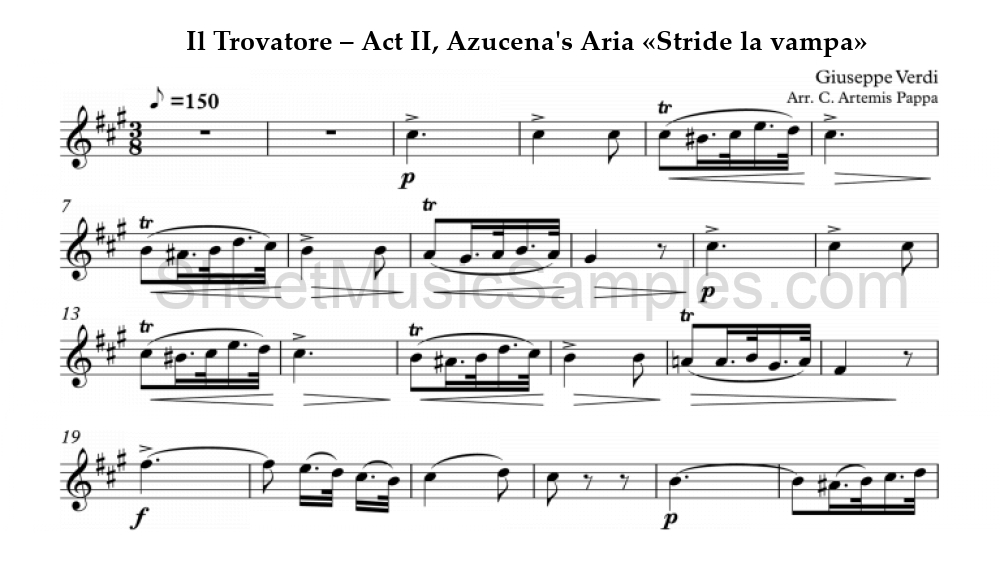 Il Trovatore – Act II, Azucena's Aria «Stride la vampa»