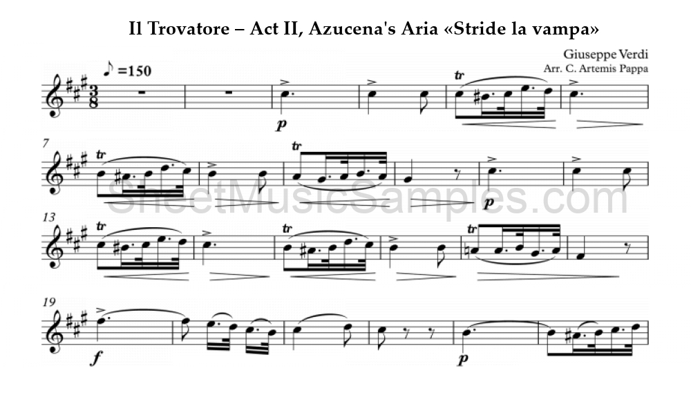 Il Trovatore – Act II, Azucena's Aria «Stride la vampa»