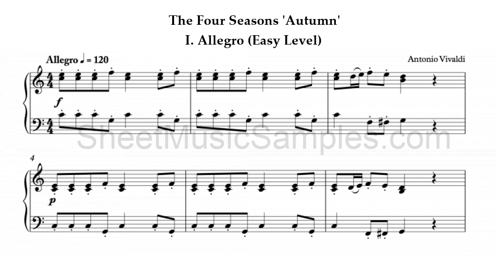 The Four Seasons 'Autumn' - I. Allegro (Easy Level)