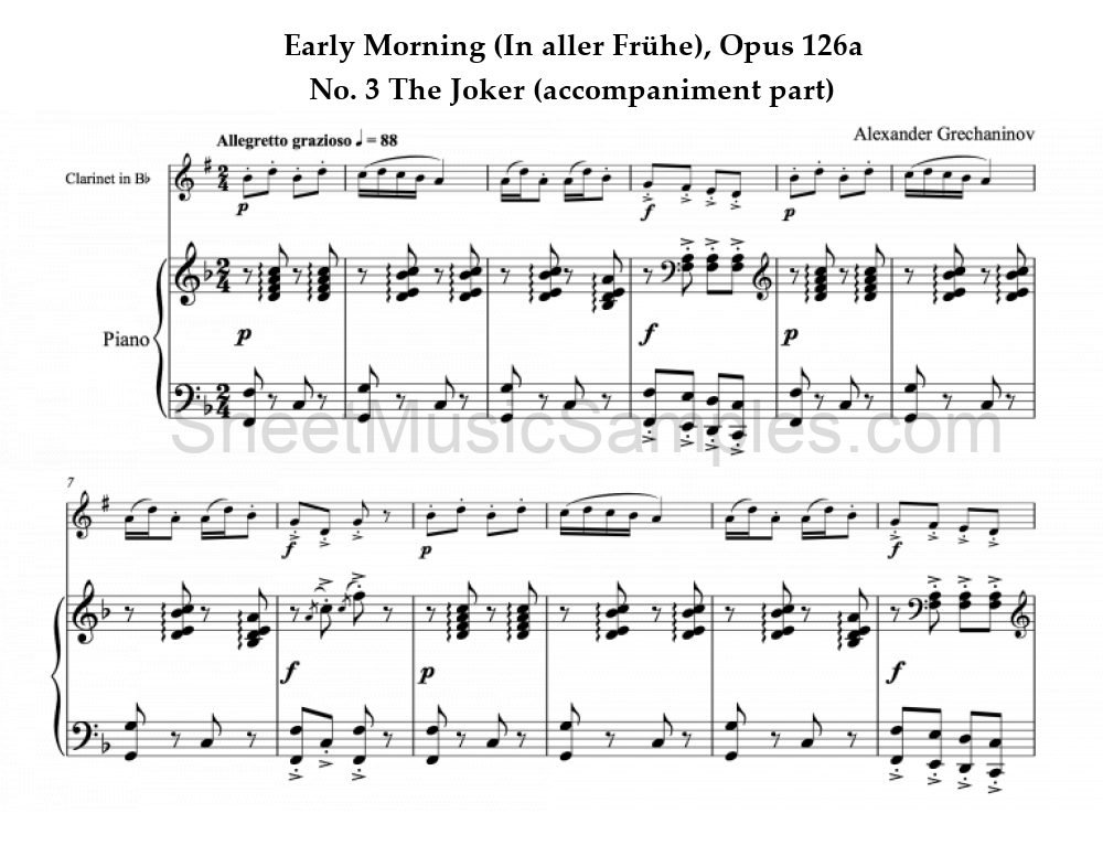 Early Morning (In aller Frühe), Opus 126a - No. 3 The Joker (accompaniment part)