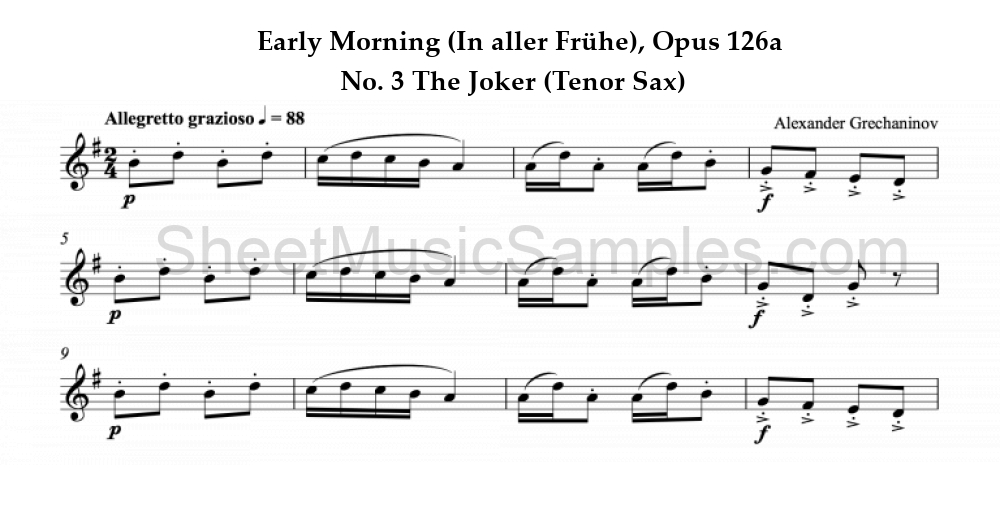 Early Morning (In aller Frühe), Opus 126a - No. 3 The Joker (Tenor Sax)