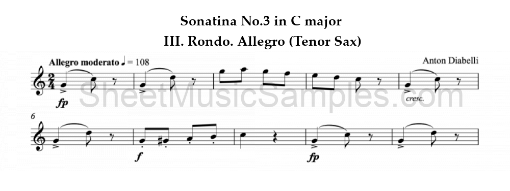 Sonatina No.3 in C major - III. Rondo. Allegro (Tenor Sax)