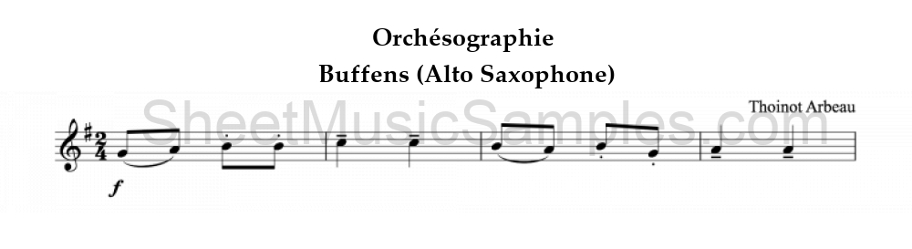 Orchésographie - Buffens (Alto Saxophone)