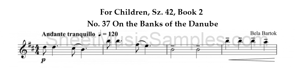 For Children, Sz. 42, Book 2 - No. 37 On the Banks of the Danube