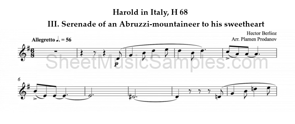 Harold in Italy, H 68 - III. Serenade of an Abruzzi-mountaineer to his sweetheart